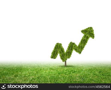 Growth concept. Conceptual image of green plant shaped liked graph