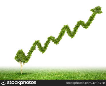 Growth concept. Conceptual image of green plant shaped liked graph