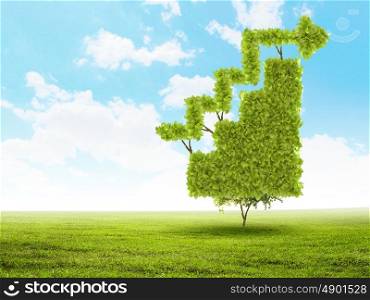 Growth concept. Conceptual image of green plant shaped liked graph