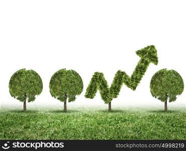 Growth concept. Conceptual image of green plant shaped liked graph