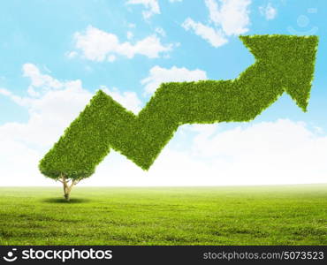 Growth concept. Conceptual image of green plant shaped liked graph