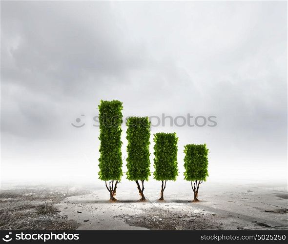 Growth concept. Image of green plant shaped like graph