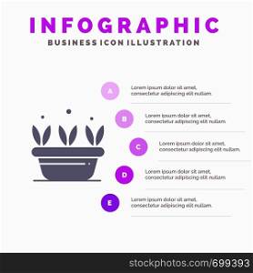 Growth, Leaf, Plant, Spring Solid Icon Infographics 5 Steps Presentation Background