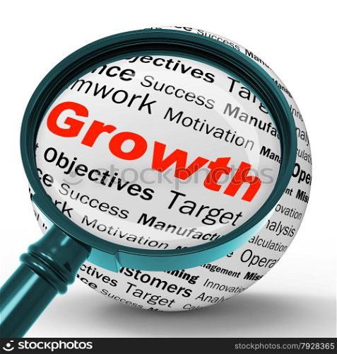 Growth Magnifier Definition Showing Business Progress Development Or Improvement