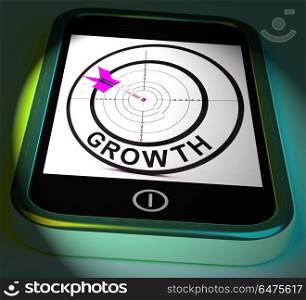 Growth Smartphone Displaying Expansion And Advancement Through Internet