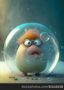 Grumpy Cartoon Character&rsquo;s Cryokinetic Art in an Oceanic Bubble