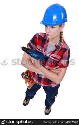 Grumpy female carpenter