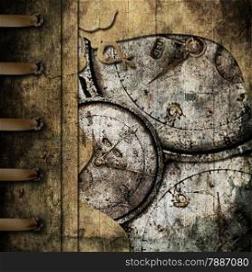 grunge abstract background with antique clocks