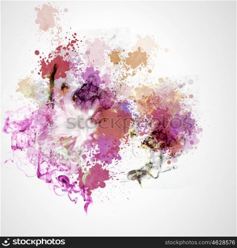 Grunge background image. Background image with color fumes and splashes
