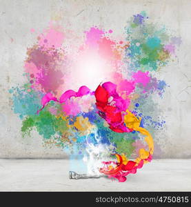 Grunge background image. Background image with color fumes and splashes