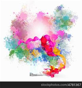 Grunge background image. Background image with color fumes and splashes