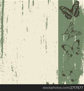 Grunge background sketch with butterflies