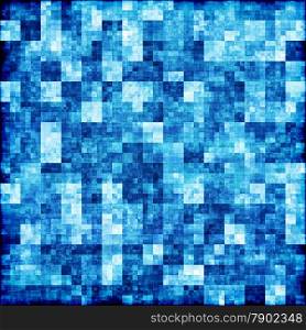 Grunge background with blue abstract checkered pattern