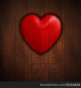 Grunge background with heart on dark wooden planks