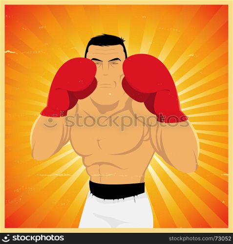 Grunge Boxer In Guard Position. Illustration of a grunge boxer ready to do left jab