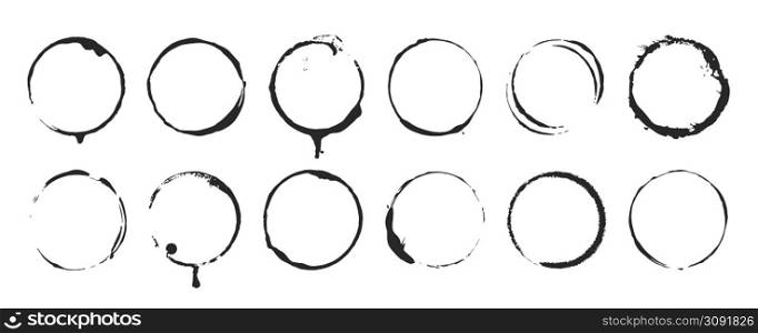 Grunge circle brush ink frames set. Vector illustration eps 10 set. Grunge circle brush ink frames set. Vector eps 10 set