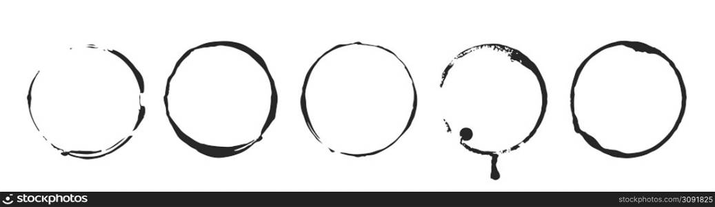 Grunge circle brush ink frames set. Vector illustration. Grunge circle brush ink frames set. Vector eps