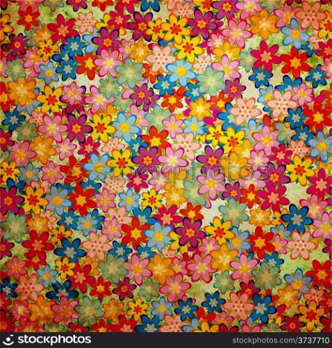 grunge colorful flowers background pattern vintage stily
