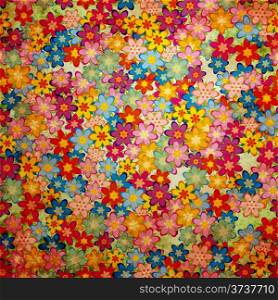 grunge colorful flowers background pattern vintage stily