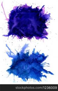 Grunge colorful paint splatters design watercolor illustration.