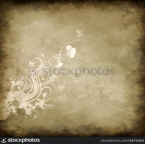 Grunge decorative background with floral design