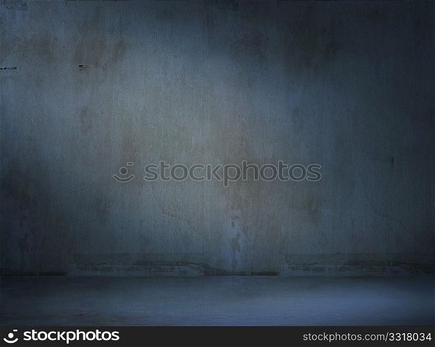 Grunge dirty wall in blue light