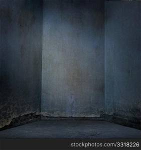 Grunge dirty wall in blue light