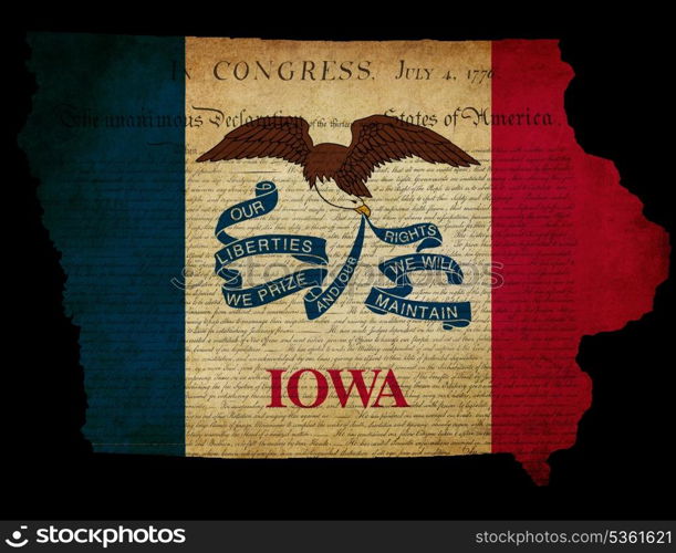 Grunge effect Iowa state map USA Declaration of Independence