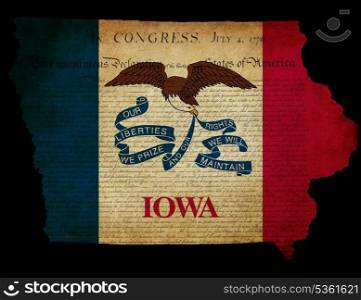 Grunge effect Iowa state map USA Declaration of Independence