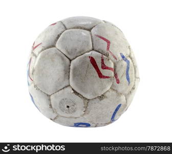 Grunge football or soccer ball on white background.