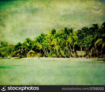 grunge image of tropical beach