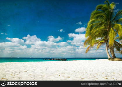 grunge image of tropical beach