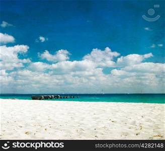 grunge image of tropical beach