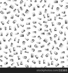 Grunge Letters Seamless Pattern on White. Alphabet Background.. Grunge Letters Seamless Pattern.