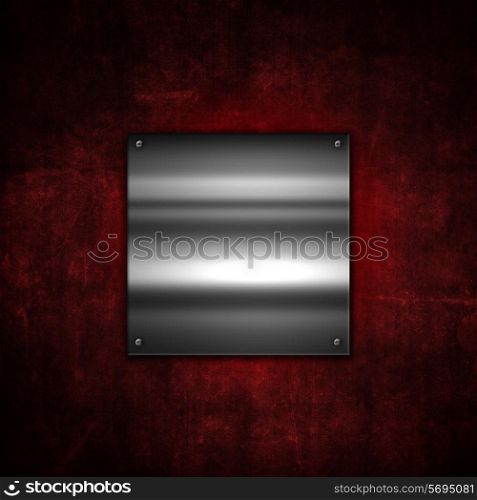 Grunge Metal background with a shiny metallic plate