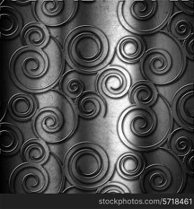 Grunge metal background with abstract swirl embossed effect
