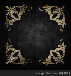 Grunge metal background with floral detail