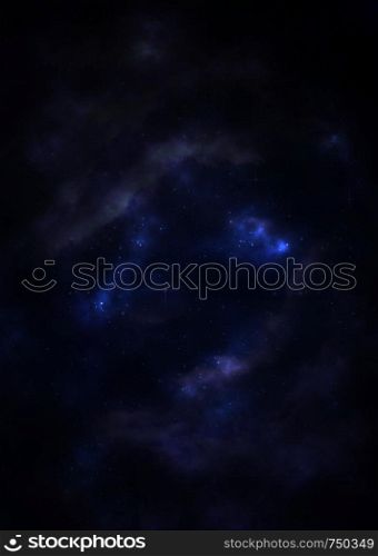 Grunge nebula clouds with stars, abstract outer space illustration.