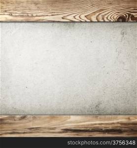 Grunge paper background in wood frame with room for text