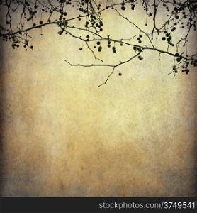 Grunge paper background with dried tree shape