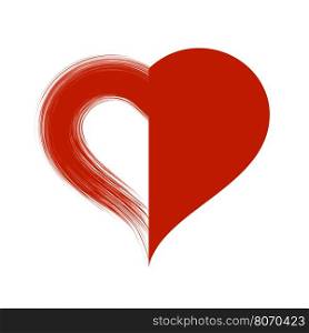 Grunge Red Heart Icon Isolated on White Background. Grunge Red Heart Icon