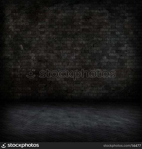 Grunge style image of a dark room interior