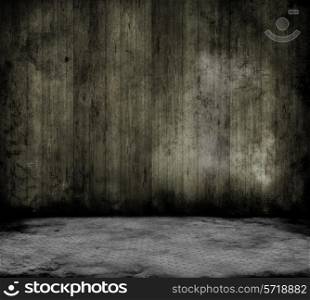 Grunge style image of a room interior with wooden walls