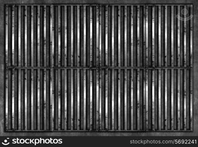 Grunge style metal bars on a wire background