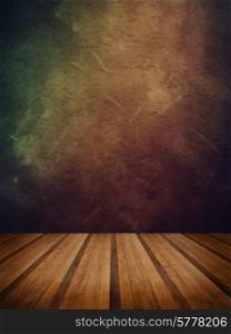 Grunge texture abstract background with wood floor platform