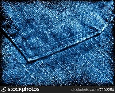 Grunge texture with fragment classic blue fashioned jeans