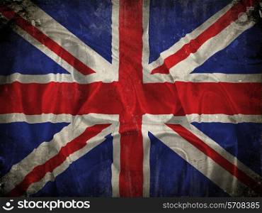 Grunge Union Jack flag background with splats, stains and creases