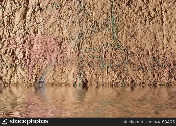 grunge wall in water