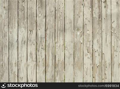 Grunge wooden background. Peeling white paint on an old wooden fence