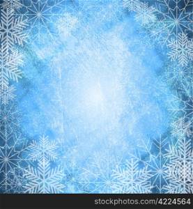 Grunge Xmas background with snowflakes. Eps 10 vector illustration